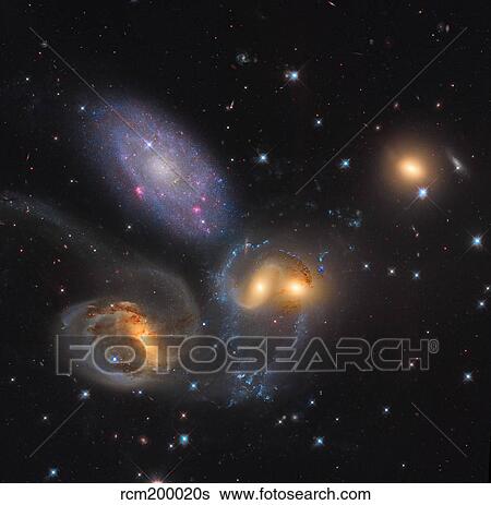 Stephan's Quintet, a grouping of galaxies in the constellation Pegasus. View Large Photo Image Stock Photograph - Stephan's Quintet, a grouping of galaxies in the constellation Pegasus.. Fotosearch