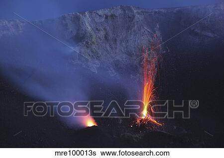 Stromboli eruption, Aeolian Islands, north of Sicily, Italy. View Large Photo Image Stock Photograph - Stromboli eruption, Aeolian Islands, north of Sicily, Italy.. Fotosearch