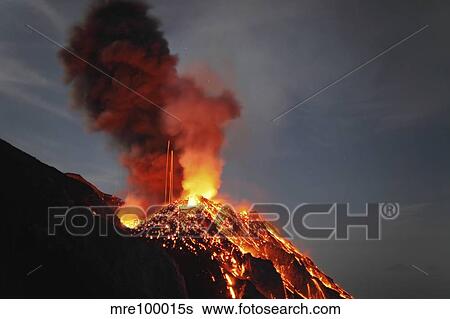 Stromboli eruption, Aeolian Islands, north of Sicily, Italy. View Large Photo Image Stock Photograph - Stromboli eruption, Aeolian Islands, north of Sicily, Italy.. Fotosearch