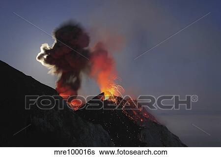 Stromboli eruption, Aeolian Islands, north of Sicily, Italy. View Large Photo Image Stock Photograph - Stromboli eruption, Aeolian Islands, north of Sicily, Italy.. Fotosearch