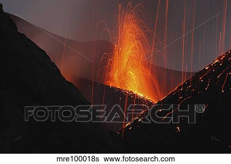 Stromboli eruption, Aeolian Islands, north of Sicily, Italy. View Large Photo Image Stock Photograph - Stromboli eruption, Aeolian Islands, north of Sicily, Italy.. Fotosearch