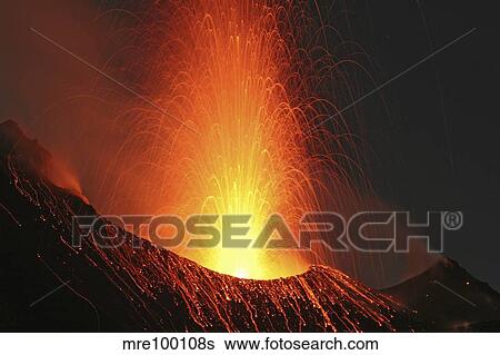 Stromboli eruption, Aeolian Islands, north of Sicily, Italy. View Large Photo Image Stock Photograph - Stromboli eruption, Aeolian Islands, north of Sicily, Italy.. Fotosearch