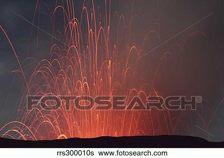 Stock Photograph - Strombolian eruption of Mount Bromo volcano, Tengger Caldera, Java, Indonesia.. Fotosearch