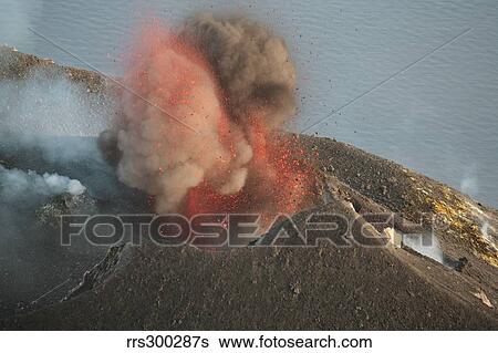 Strombolian eruption of Stromboli volcano producing ash cloud, volcanic bombs and lava, Italy. View Large Photo Image Stock Photograph - Strombolian eruption of Stromboli volcano producing ash cloud, volcanic bombs and lava, Italy.. Fotosearch