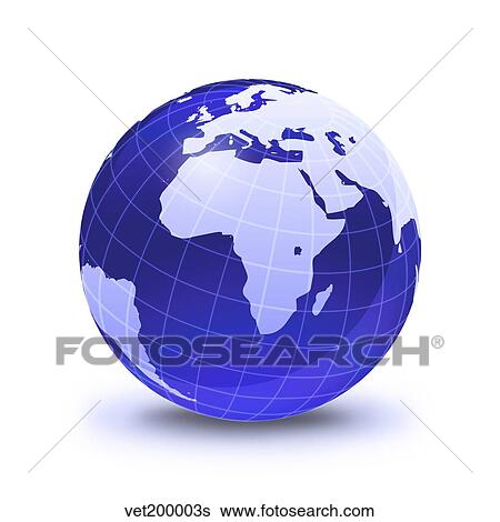 Stylized Earth globe with grid, showing Africa and eastern Europe. View Large Illustration Stock Illustration - Stylized Earth globe with grid, showing Africa and eastern Europe.. Fotosearch