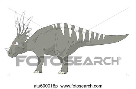 Download Styracosaurus pencil drawing with digital color. Stock Illustration | atu600018p | Fotosearch