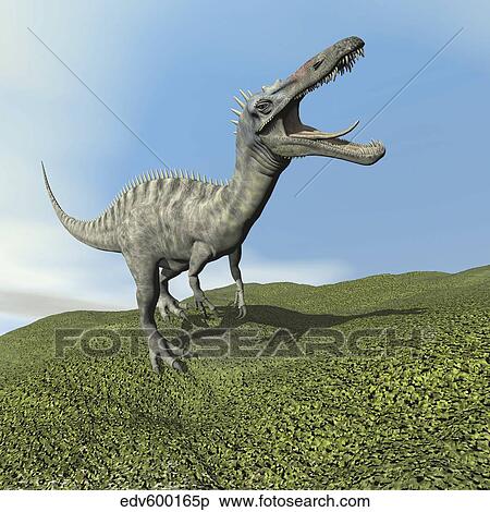 Suchomimus dinosaur roaring. View Large Illustration Stock Illustration - Suchomimus dinosaur roaring.. Fotosearch