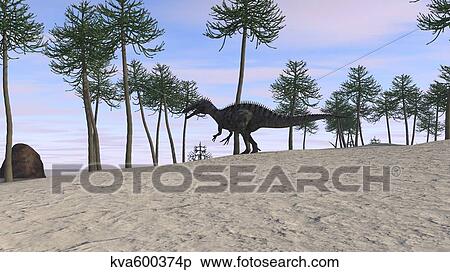 Stock Illustration - Suchomimus in a prehistoric environment.. Fotosearch