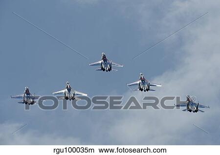 Sukhoi Su-27 Flanker aircraft of the Russian Knights aerobatic team. View Large Photo Image Picture - Sukhoi Su-27 Flanker aircraft of the Russian Knights aerobatic team.. Fotosearch