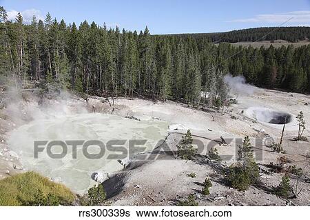 Stock Photograph - Sulphur Cauldron hot spring, Yellowstone National Park, Wyoming.. Fotosearch