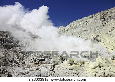 Sulphur mine, Kawah Ijen volcano, Java, Indonesia. View Large Photo Image Stock Photograph - Sulphur mine, Kawah Ijen volcano, Java, Indonesia.. Fotosearch