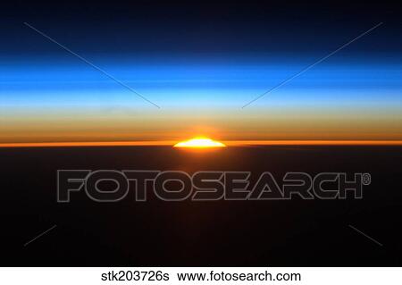 Sunrise as seen from the International Space Station. View Large Photo Image Stock Photograph - Sunrise as seen from the International Space Station.. Fotosearch
