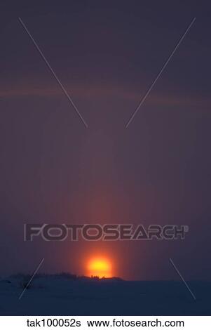 Sunset from Dettah Ice Road, Yellowknife, Northwest Territories, Canada. View Large Photo Image Stock Photograph - Sunset from Dettah Ice Road, Yellowknife, Northwest Territories, Canada.. Fotosearch