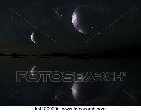 Sunset on Epsilon Eridani B5. View Large Illustration Stock Illustration - Sunset on Epsilon Eridani B5.. Fotosearch