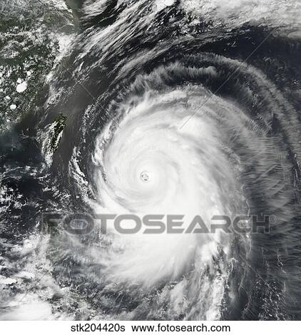 Stock Photograph - Super Typhoon Neoguri churning toward Okinawa and southern Japan.. Fotosearch