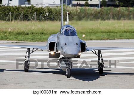 Swiss Air Force F-5E Tiger recovering to Sion Air Base, Switzerland. View Large Photo Image Picture - Swiss Air Force F-5E Tiger recovering to Sion Air Base, Switzerland.. Fotosearch