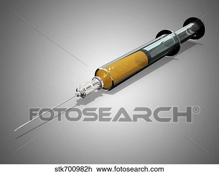 Syringe used in medical care. View Large Illustration Drawing - Syringe used in medical care.. Fotosearch