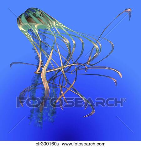 Teal jellyfish illustration. View Large Illustration Stock Illustration - Teal jellyfish illustration.. Fotosearch