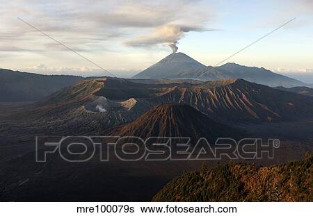 Tengger caldera with erupting Mount Semeru, Java Island, Indonesia. View Large Photo Image Stock Photograph - Tengger caldera with erupting Mount Semeru, Java Island, Indonesia.. Fotosearch