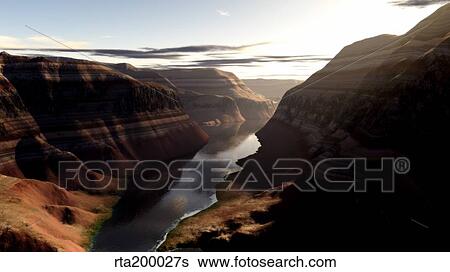 Stock Illustration - Terragen render of Trail Canyon, Arizona, USA.. Fotosearch
