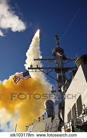 The Aegis-class destroyer USS Hopper launching a standard missile 3 Blk IA in Kauai, Hawaii. View Large Photo Image Picture - The Aegis-class destroyer USS Hopper launching a standard missile 3 Blk IA in Kauai, Hawaii.. Fotosearch