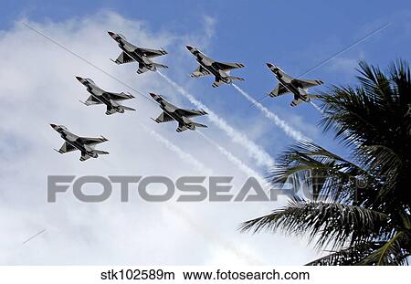 The Air Force Thunderbirds demonstration team. View Large Photo Image Picture - The Air Force Thunderbirds demonstration team.. Fotosearch