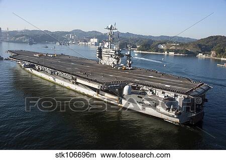 The aircraft carrier USS George Washington transits Tokyo Bay. View Large Photo Image Picture - The aircraft carrier USS George Washington transits Tokyo Bay.. Fotosearch