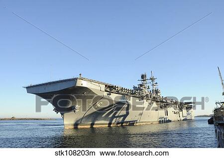 The amphibious assault ship Pre-Commissioning Unit America. View Large Photo Image Picture - The amphibious assault ship Pre-Commissioning Unit America.. Fotosearch