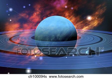 The beautiful blue planet of Neptune with its moons. View Large Illustration Stock Illustration - The beautiful blue planet of Neptune with its moons.. Fotosearch
