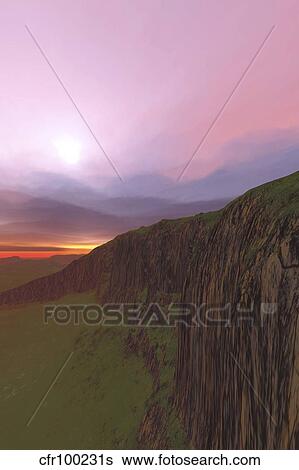Stock Illustration - The beautiful Earth at sunset.. Fotosearch