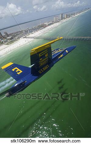 The Blue Angels perform a practice flight demonstration over Florida. View Large Photo Image Picture - The Blue Angels perform a practice flight demonstration over Florida.. Fotosearch