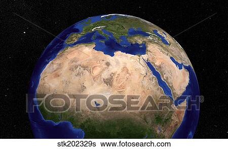 Stock Photograph - The Blue Marble Next Generation Earth showing North Africa.. Fotosearch