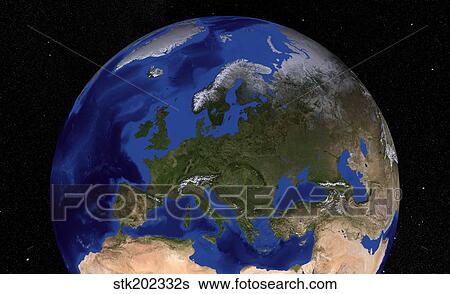 Stock Photograph - The Blue Marble Next Generation Earth showing Europe.. Fotosearch