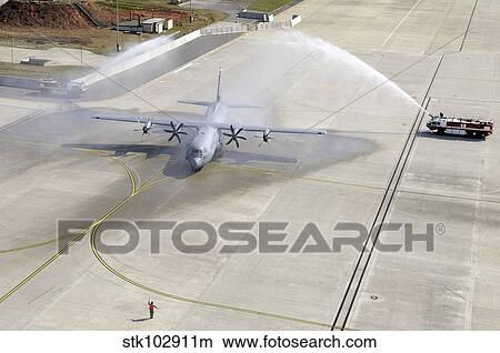 The C-130J lands on Ramstein Air Base for the first time during a ceremony. View Large Photo Image Picture - The C-130J lands on Ramstein Air Base for the first time during a ceremony.. Fotosearch