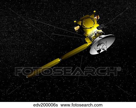The Cassini spacecraft in orbit. View Large Illustration Stock Illustration - The Cassini spacecraft in orbit.. Fotosearch