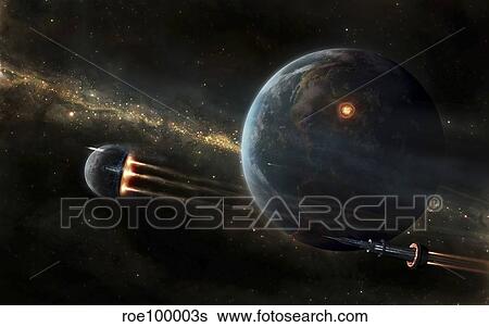 The colonized moon is escaping, the zenith in the war between United Nations and Lunatics. View Large Illustration Stock Illustration - The colonized moon is escaping, the zenith in the war between United Nations and Lunatics.. Fotosearch