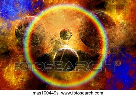 Stock Illustration - The creation of new star systems within a vast gaseous nebula.. Fotosearch