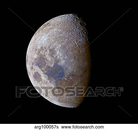 The crescent moon past first quarter in color. View Large Photo Image Stock Photograph - The crescent moon past first quarter in color.. Fotosearch