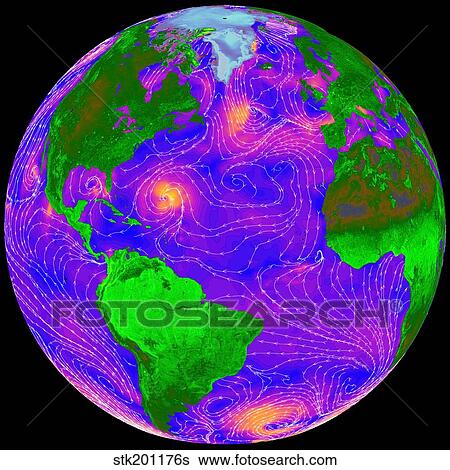The direction and intensity of surface winds across the Atlantic Ocean. View Large Photo Image Stock Photograph - The direction and intensity of surface winds across the Atlantic Ocean.. Fotosearch