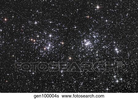 The Double Cluster, NGC 884 and NGC 869. View Large Photo Image Stock Photograph - The Double Cluster, NGC 884 and NGC 869.. Fotosearch
