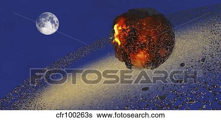 The Earth lays in ruins after an asteriod hits the planet. View Large Illustration Stock Illustration - The Earth lays in ruins after an asteriod hits the planet.. Fotosearch
