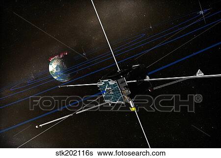 The five THEMIS spacecraft in orbit around the Earth. View Large Illustration Stock Illustration - The five THEMIS spacecraft in orbit around the Earth.. Fotosearch