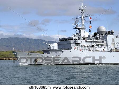 The French navy frigate FS Prairial departs Joint Base Pearl Harbor-Hickam. View Large Photo Image Picture - The French navy frigate FS Prairial departs Joint Base Pearl Harbor-Hickam.. Fotosearch