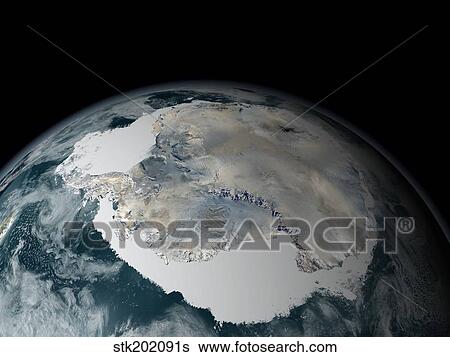 The frozen continent of Antarctica and its surrounding sea ice. View Large Photo Image Stock Photograph - The frozen continent of Antarctica and its surrounding sea ice.. Fotosearch