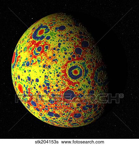 Stock Photograph - The GRAIL free-air gravity map of the Moon.. Fotosearch