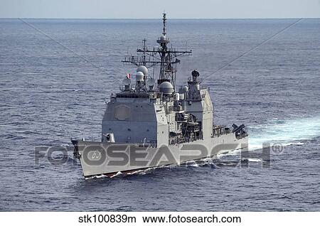 The guided missile cruiser USS Cowpens. View Large Photo Image Picture - The guided missile cruiser USS Cowpens.. Fotosearch