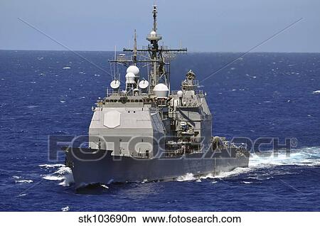 The guided-missile cruiser USS Chancellorsville transits the Pacific Ocean. View Large Photo Image Picture - The guided-missile cruiser USS Chancellorsville transits the Pacific Ocean.. Fotosearch