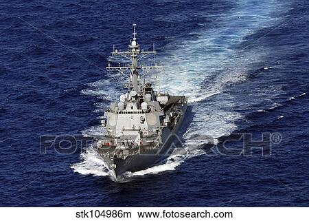 The guided missile destroyer USS Nitze transits the Atlantic Ocean. View Large Photo Image Picture - The guided missile destroyer USS Nitze transits the Atlantic Ocean.. Fotosearch