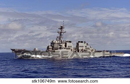 The guided-missile destroyer USS Higgins transits the Pacific Ocean. View Large Photo Image Picture - The guided-missile destroyer USS Higgins transits the Pacific Ocean.. Fotosearch