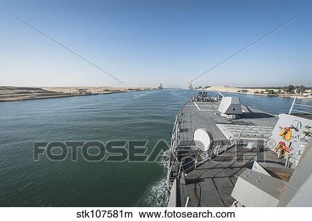 Picture - The guided-missile destroyer USS Stockdale transits the Suez Canal.. Fotosearch